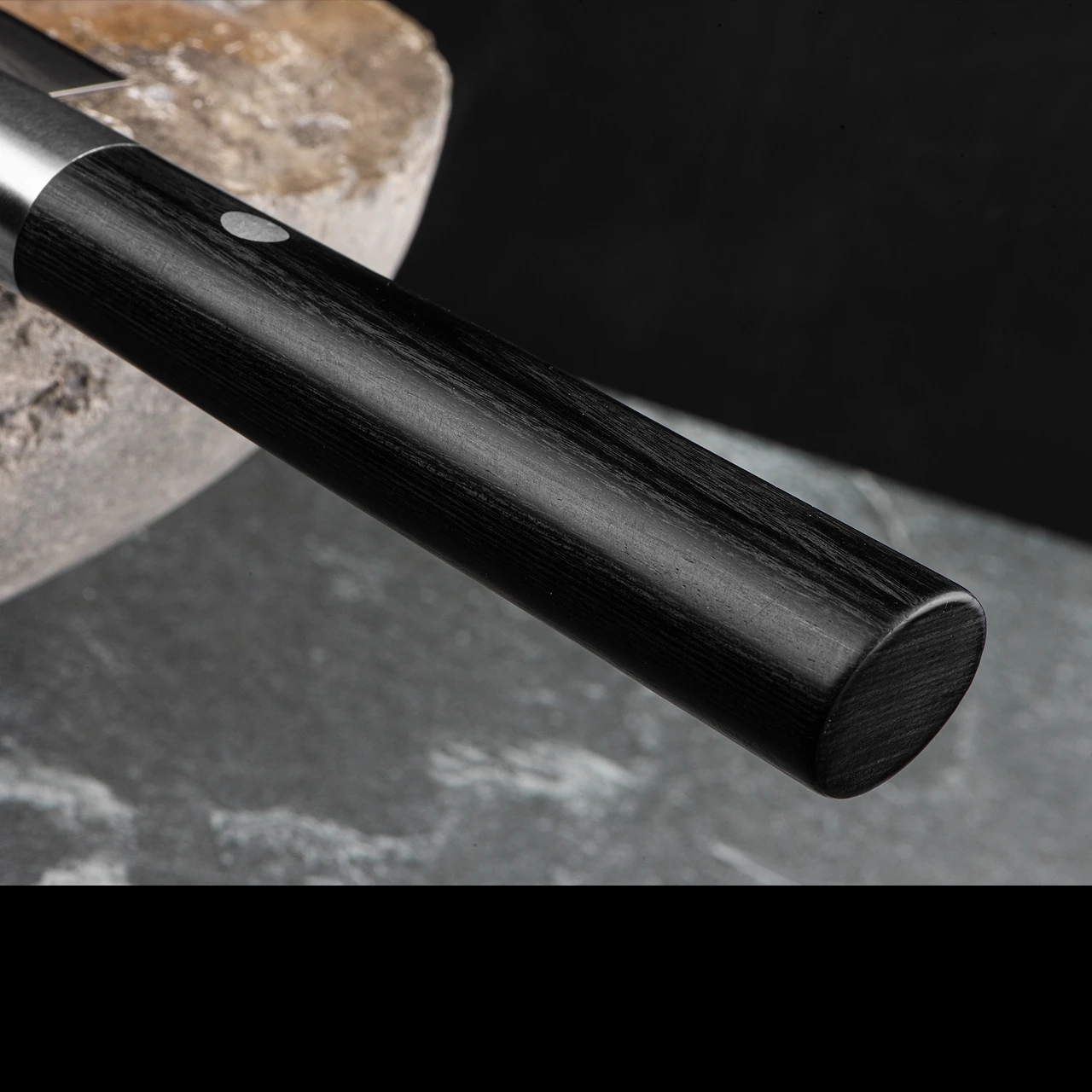 Boker Damascus Black Santoku Fixed Blade 6 Boker Damascus Black Santoku Fixed Blade - Image 4