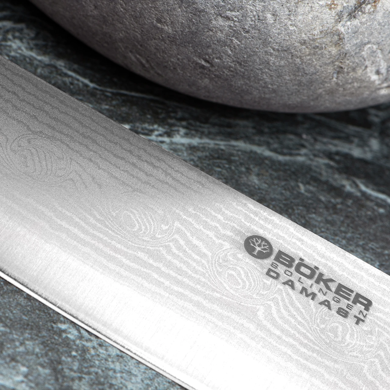 Boker Damascus Black Santoku Fixed Blade 7 Boker Damascus Black Santoku Fixed Blade - Image 5