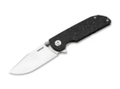 (Small Chips) Open Box / Return Boker Sherman EDC Folding Knife Black Carbon Fiber Handle MagnaCut Plain Edge 110665