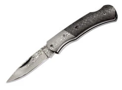 Boker DC Folding Knife Black Carbon Fiber Handle Damascus Plain Edge 01MB739DAM