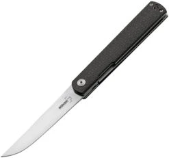 Discontinued Boker Plus Nori Liner Lock Knife Black Carbon Fiber Handle Plain Blade 01BO891