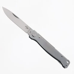 Boker Plus Atlas Gen 2 Folding Knife Stonewash Stainless Steel Handle 12C27 Plain Edge 01BO856
