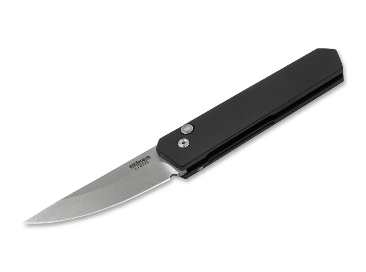 Boker Plus Kwaiken Compact Automatic Button Lock Black Aluminum 154CM Blade 01BO254 3 Boker Plus Kwaiken Compact Automatic Button Lock Black Aluminum 154CM Blade 01BO254