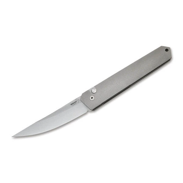Boker Plus Kwaiken Automatic Button Lock Gray Aluminum 154CM Drop Point Blade 06EX290 3 Boker Plus Kwaiken Automatic Button Lock Gray Aluminum 154CM Drop Point Blade 06EX290