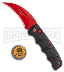 Boker Kalashnikov Black WidowAutomatic Knife - Hawkbill Red Plain -Boker Shop Boker Black Widow Hawkbill Kalashnikov Auto Black Red 01KALS70NSOI BHQ 103274 jr bottlecap large