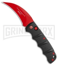 Boker Kalashnikov Black WidowAutomatic Knife - Hawkbill Red Plain