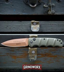 Boker Kalashnikov Desert Warrior Dagger Automatic Knife - Copper Plain -Boker Shop Boker Desert Warrior Kalashnikov Dagger Automatic Knife OD Green Copper BHQ30436 kp tool box 2 web large