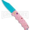 Boker Dessert Warrior Kalashnikov Pink Donut Automatic Knife Bowie- Blue Plain -Boker Shop Boker Dessert Warrior Kalashnikov Clip Point Automatic Knife Blue Donut BHQ 184953 kc 2 gx large