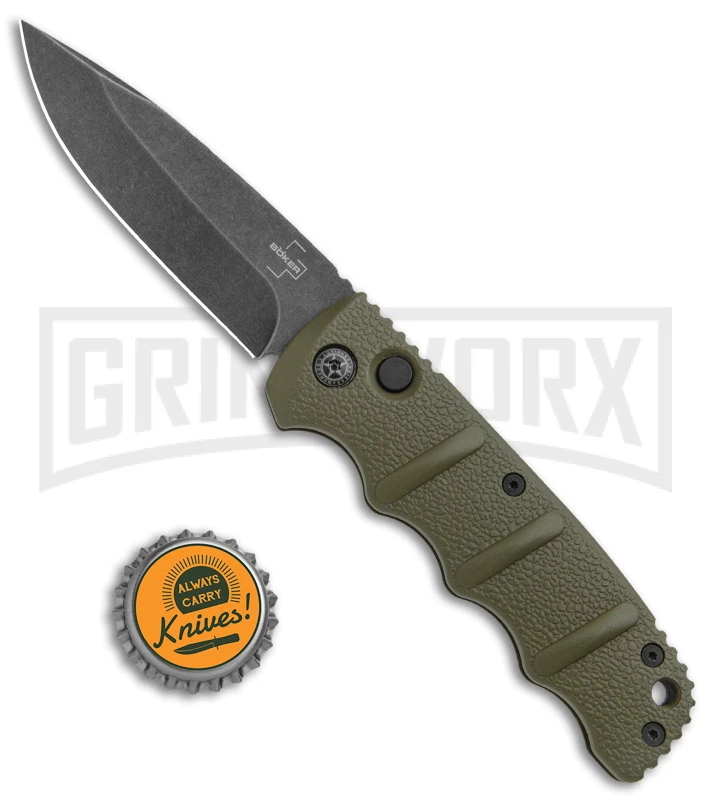 Boker Kalashnikov OD Green Automatic Knife - Drop Point Smokewash Plain 6 Boker Kalashnikov OD Green Automatic Knife - Drop Point Smokewash Plain - Image 4