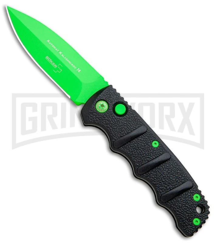 Boker Kalashnikov Automatic Knife - D2 Dagger Electric Green Plain 3 Boker Kalashnikov Automatic Knife - D2 Dagger Electric Green Plain