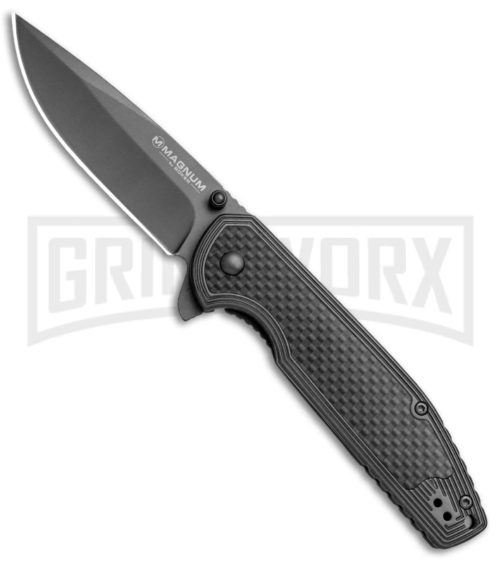 Boker Magnum Carbon Frame Folding Knife - Gray Plain 3 Boker Magnum Carbon Frame Folding Knife - Gray Plain