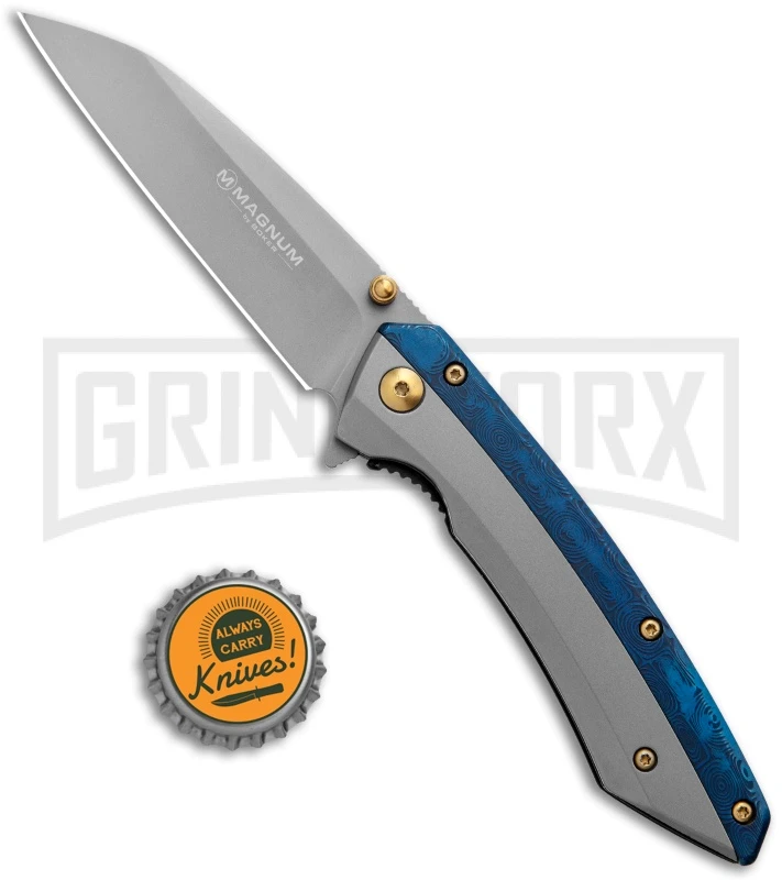 Boker Magnum Cobalt Gray & Blue Liner Lock Knife - Gray Plain 6 Boker Magnum Cobalt Gray & Blue Liner Lock Knife - Gray Plain - Image 4