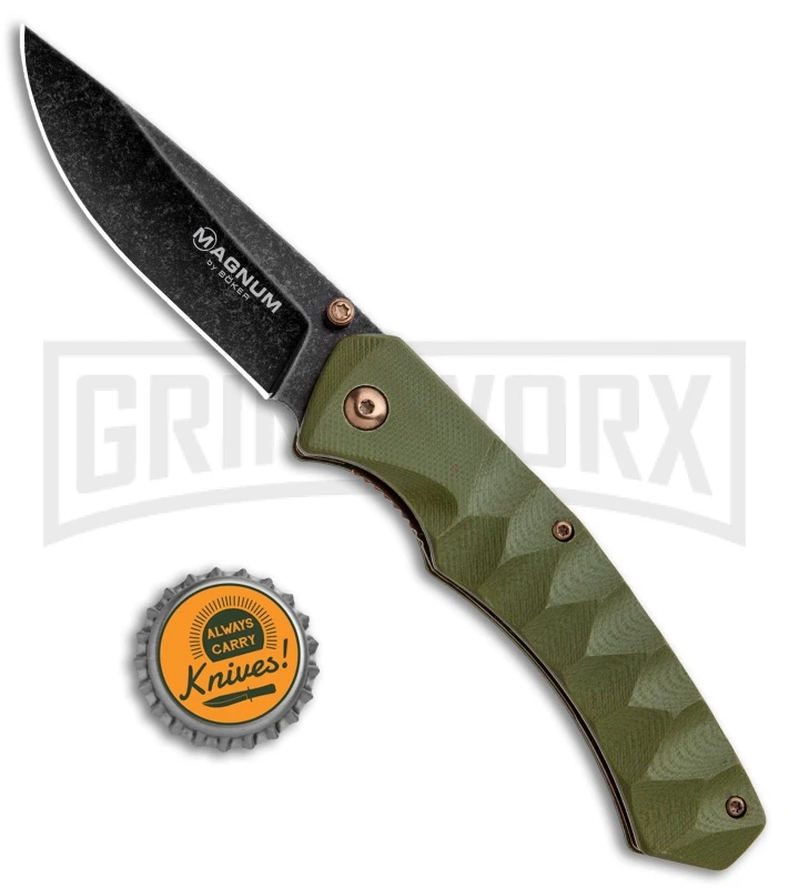 Boker Magnum Iguanodon OD Green G-10 Liner Lock Knife - Black SW Plain 6 Boker Magnum Iguanodon OD Green G-10 Liner Lock Knife - Black SW Plain - Image 4