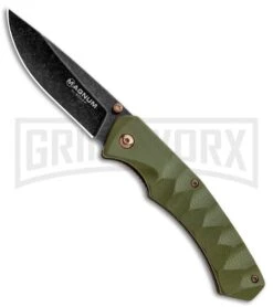 Boker Magnum Iguanodon OD Green G-10 Liner Lock Knife - Black SW Plain