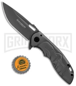 Boker Magnum Massive Half Skull Gray Folding Knife - Gray Plain -Boker Shop Boker Magnum Massive Half Skull FL Gray 01RY316 BHQ 102962 jr bottlecap large