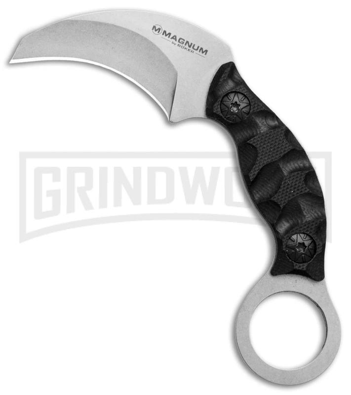 Boker Magnum Neck Bit Black G-10 Karambit Fixed Blade Knife - Stonewash 3 Boker Magnum Neck Bit Black G-10 Karambit Fixed Blade Knife - Stonewash