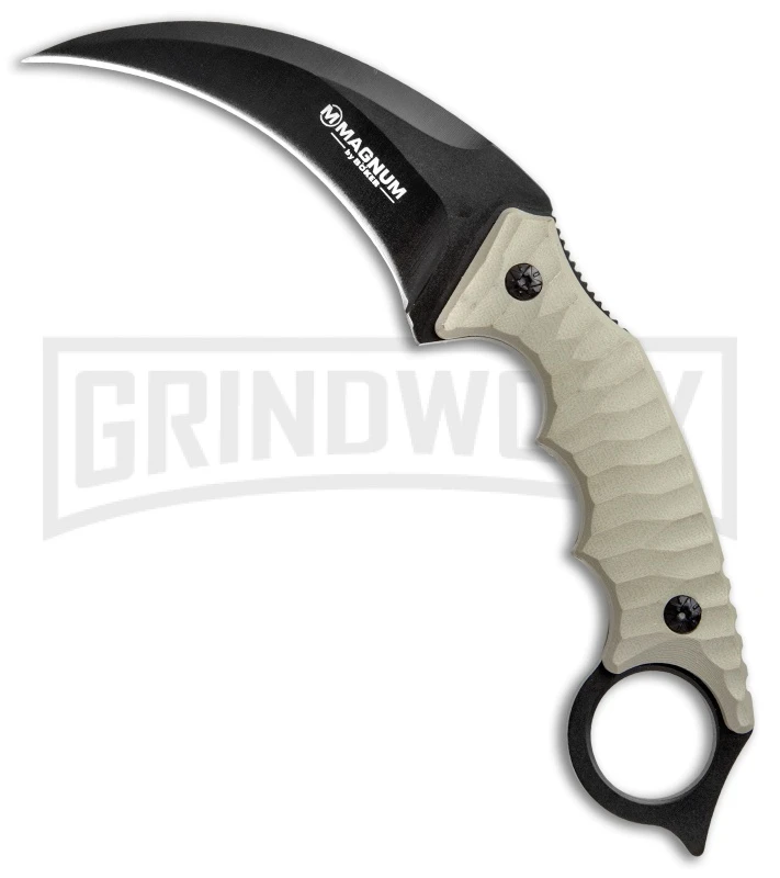 Boker Magnum Spike Tan G-10 Karambit Fixed Blade Knife - Black Plain 3 Boker Magnum Spike Tan G-10 Karambit Fixed Blade Knife - Black Plain