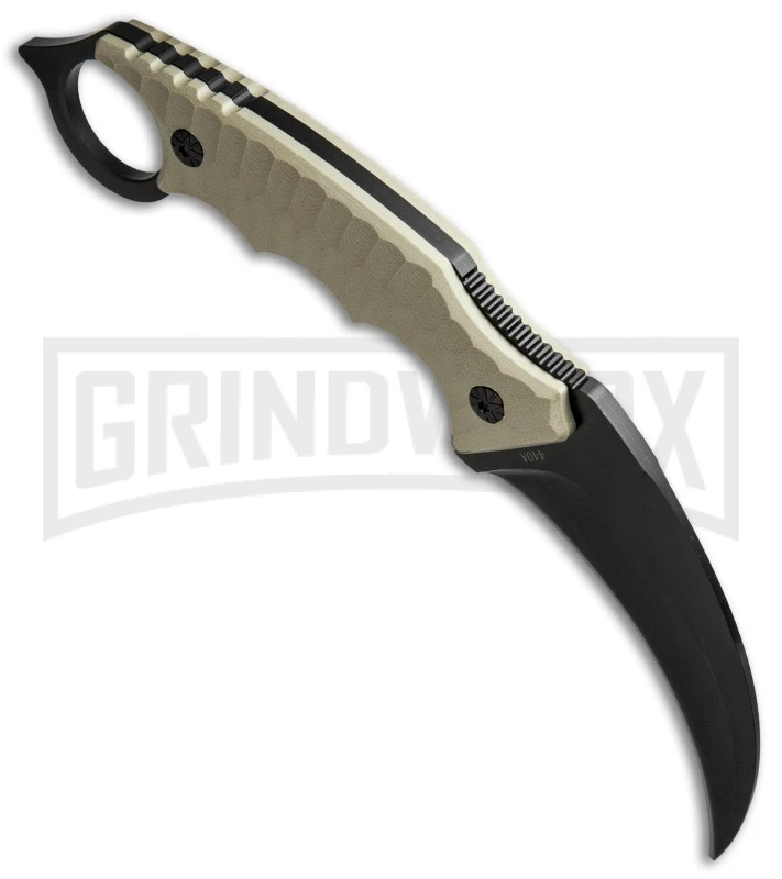 Boker Magnum Spike Tan G-10 Karambit Fixed Blade Knife - Black Plain 4 Boker Magnum Spike Tan G-10 Karambit Fixed Blade Knife - Black Plain - Image 2