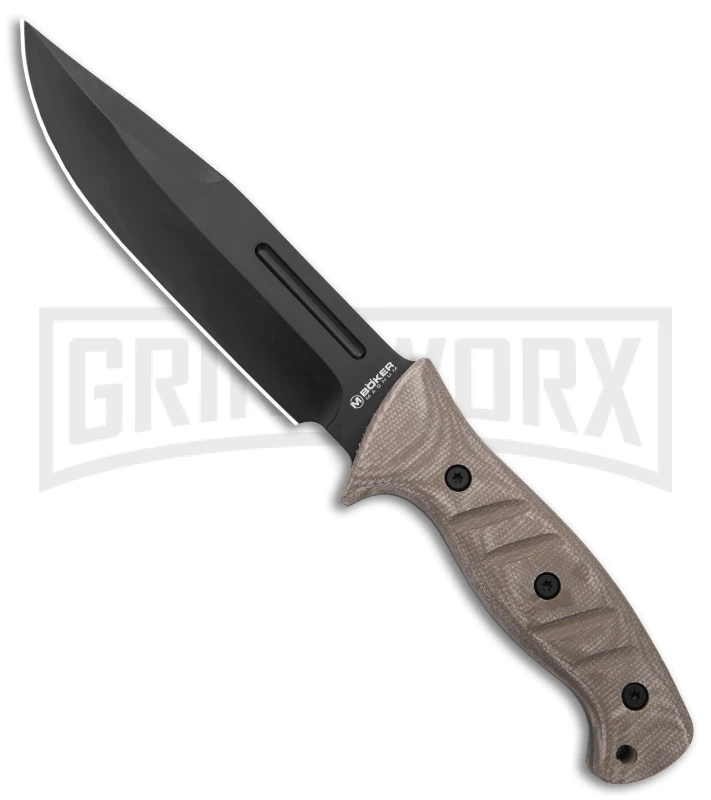 Boker Magnum Warrior Fixed Blade Knife Desert Micarta - Black Plain 3 Boker Magnum Warrior Fixed Blade Knife Desert Micarta - Black Plain