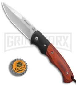 Boker Magnum Woodpecker Pakka Wood Folding Knife - Satin Plain -Boker Shop Boker Magnum Woodpecker BHQ 80835 er bottlecap large