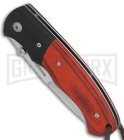 Boker Magnum Woodpecker Pakka Wood Folding Knife - Satin Plain -Boker Shop Boker Magnum Woodpecker BHQ 80835 er spine large
