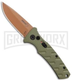 Boker Mini Strike Automatic Knife Black - Drop Point Copper Plain