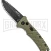 Boker Mini Strike Automatic Knife OD Green - Drop Point Black SW Plain -Boker Shop Boker Mini Strike Auto OD Green Smokewash 01BO437NSOI BHQ 99630 jr large