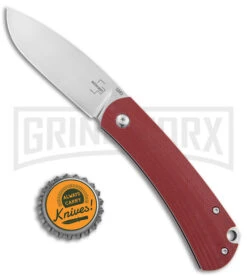 Boker Plus Boston Burgundy G-10 Slip Joint Pocket Knife - Satin Plain -Boker Shop Boker Plus Boston SJ Burgundy G 10 Satin BHQ 146716 jr bottlecap large