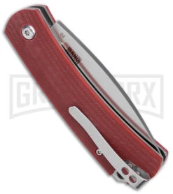 Boker Plus Boston Burgundy G-10 Slip Joint Pocket Knife - Satin Plain -Boker Shop Boker Plus Boston SJ Burgundy G 10 Satin BHQ 146716 jr side large