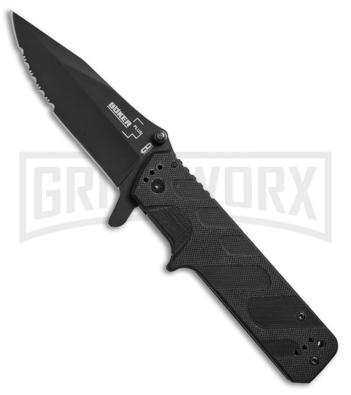 Boker Plus CLB Direkt Black Folding Knife - Black Serr 3 Boker Plus CLB Direkt Black Folding Knife - Black Serr