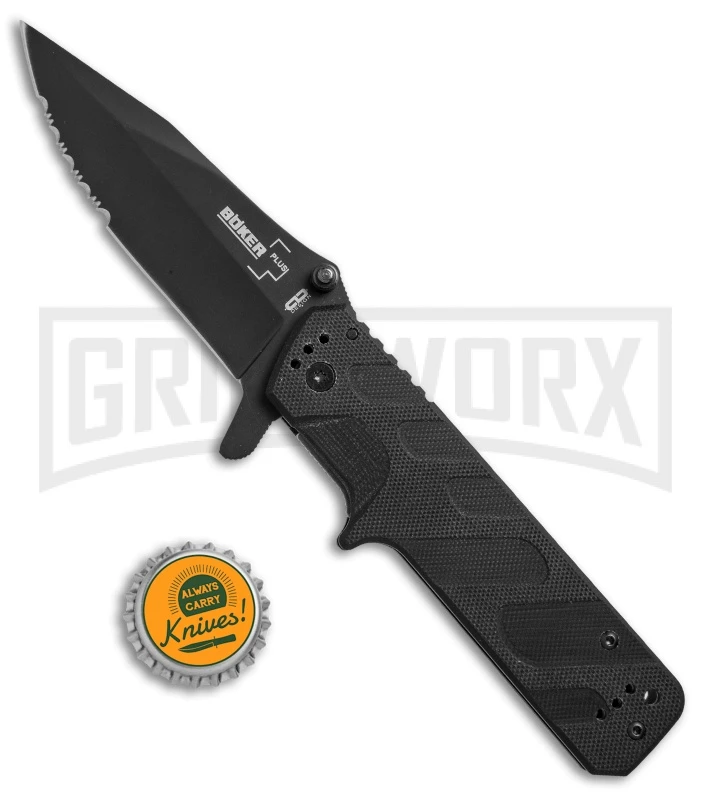 Boker Plus CLB Direkt Black Folding Knife - Black Serr 6 Boker Plus CLB Direkt Black Folding Knife - Black Serr - Image 4