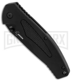 Boker Plus Gemini NGA Black Polymer Spring Assisted Knife - Black Serr -Boker Shop Boker Plus Gemini NGA Black black serr BHQ 80765 er spine large