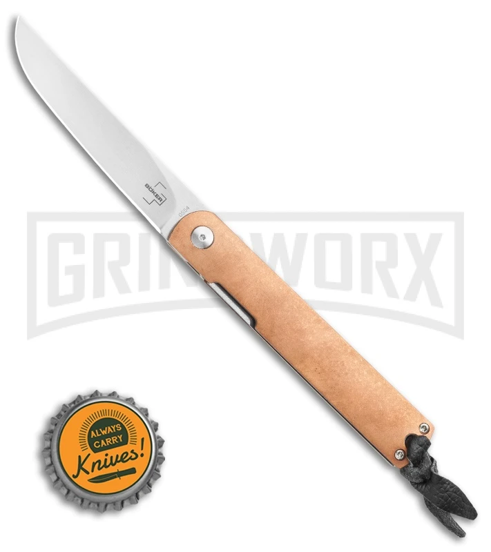 Boker Plus Kansei Nori Copper Liner Lock Knife (Satin Plain) 6 Boker Plus Kansei Nori Copper Liner Lock Knife (Satin Plain) - Image 4