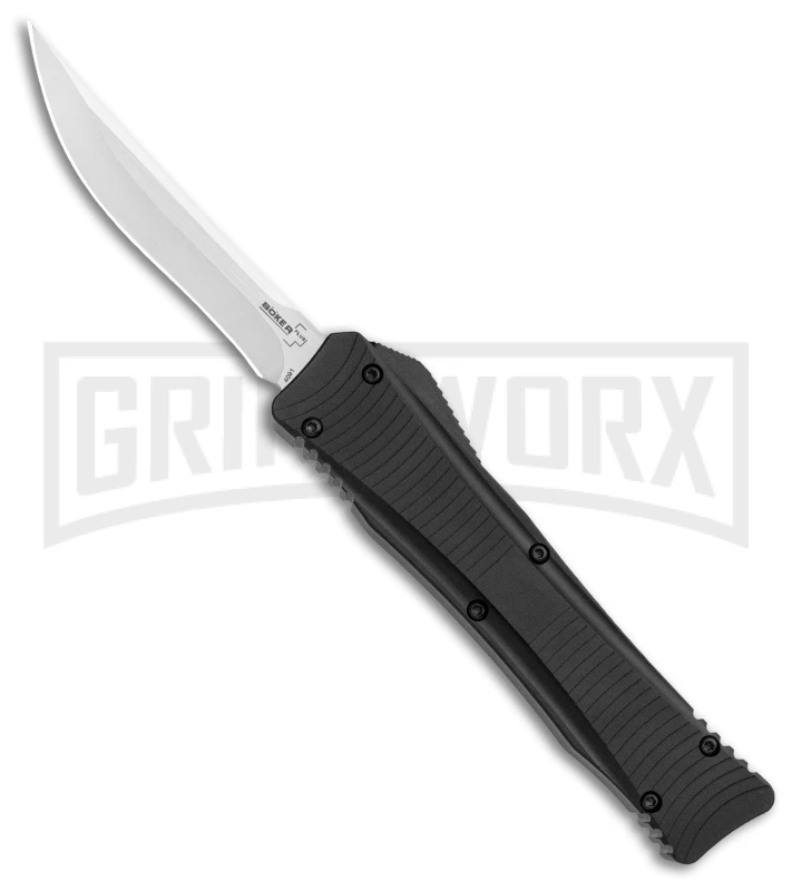 Boker Plus Lhotak Eagle Black Aluminum OTF Automatic Knife - Satin Plain 3 Boker Plus Lhotak Eagle Black Aluminum OTF Automatic Knife - Satin Plain