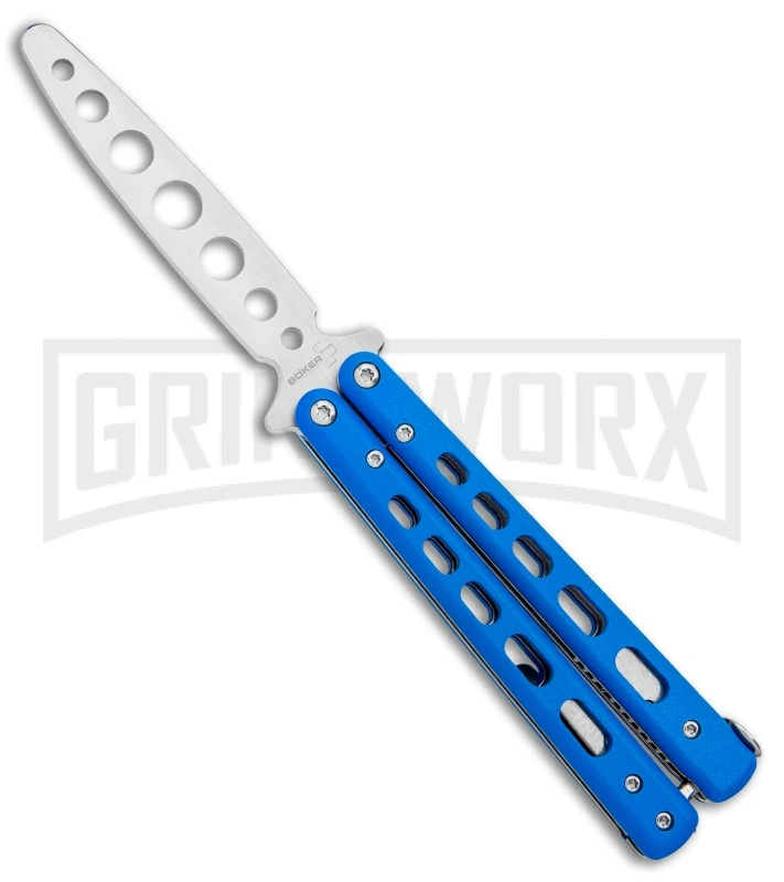 Boker Plus Mini Balisong Blue Skeletonized Trainer Knife - Satin Dull 3 Boker Plus Mini Balisong Blue Skeletonized Trainer Knife - Satin Dull