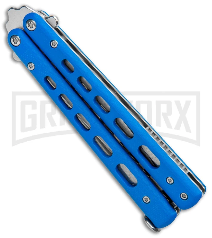 Boker Plus Mini Balisong Blue Skeletonized Trainer Knife - Satin Dull 4 Boker Plus Mini Balisong Blue Skeletonized Trainer Knife - Satin Dull - Image 2