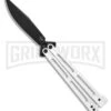 Boker Plus Papillon Butterfly Knife White - Black Plain -Boker Shop Boker Plus Papillon Butterfly Knife White 4.1in Black BHQ 184251 hd large