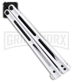 Boker Plus Papillon Butterfly Knife White - Black Plain -Boker Shop Boker Plus Papillon Butterfly Knife White 4.1in Black BHQ 184251 hd side large