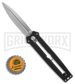 Boker Plus Slike Black OTF Manual Dagger Knife - Stonewash Plain -Boker Shop Boker Plus Slike Manual OTF Knife Black G10 2in SW BHQ 39166 td size large