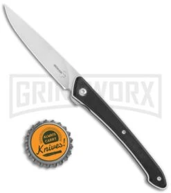 Boker Plus Spillo Black G-10 Liner Lock Flipper Knife - Satin Plain -Boker Shop Boker Plus Spillo LL Black G 10 Satin 01BO244 BHQ 111187 jr bottlecap large 1
