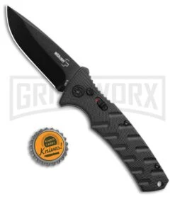 Boker Plus Strike Automatic Knife - Drop Point Black Plain -Boker Shop Boker Plus Strike Bowie Auto Black 01BO433NSOI BHQ 97031 jr bottlecap large