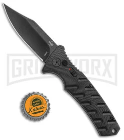 Boker Plus Strike Black Automatic Knife - Black Plain -Boker Shop Boker Plus Strike Bowie Auto Black Black BHQ 125300 jr bottlecap large