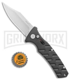 Boker Plus Strike Automatic Knife - Bowie Stonewash Plain -Boker Shop Boker Plus Strike Bowie Auto Black SW 01BO429NSOI BHQ 97034 jr bottlecap large