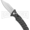 Boker Plus Strike Automatic Knife - Bowie Stonewash Plain -Boker Shop Boker Plus Strike Bowie Auto Black SW 01BO429NSOI BHQ 97034 jr large