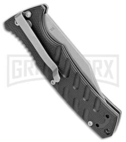 Boker Plus Strike Automatic Knife - Bowie Stonewash Plain -Boker Shop Boker Plus Strike Bowie Auto Black SW 01BO429NSOI BHQ 97034 jr side large
