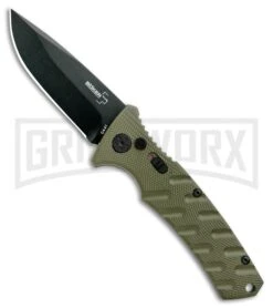 Boker Plus Strike OD Green Manual Knife - Drop Point Black Plain