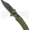 Boker Plus Strike OD Green Automatic Knife - Bowie Black Stonewash Plain -Boker Shop Boker Plus Strike Bowie Auto OD Green Black Wash BHQ 125301 jr large