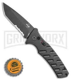 Boker Plus Strike Automatic Knife - Tanto Black Serrated -Boker Shop Boker Plus Strike Tanto Automatic Knife 3.25 Black Serr 01BO401N LS Bottlecap large