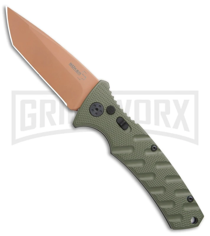 Boker Plus Strike Desert Warrior OD Green Automatic Knife - Tanto Copper Plain 3 Boker Plus Strike Desert Warrior OD Green Automatic Knife - Tanto Copper Plain