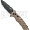 Boker Plus Strike Coyote Brown Automatic Knife - D2 Drop Point Black SW -Boker Shop Boker Plus Strike drop point coyote brown black sw BHQ 67882 er jr large